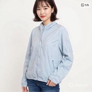 Lululemon Athletica Light Blue Zip-Up Jacket Size L Hooded Activewear